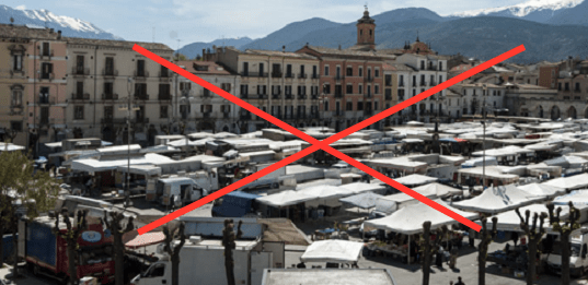 Sulmona, Stop al mercato settimanale di Piazza Garibaldi